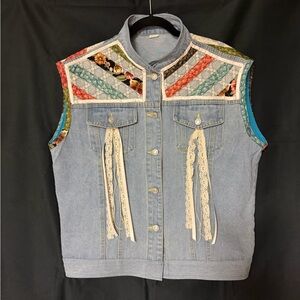 One of a kind Upcycled Denim Vest